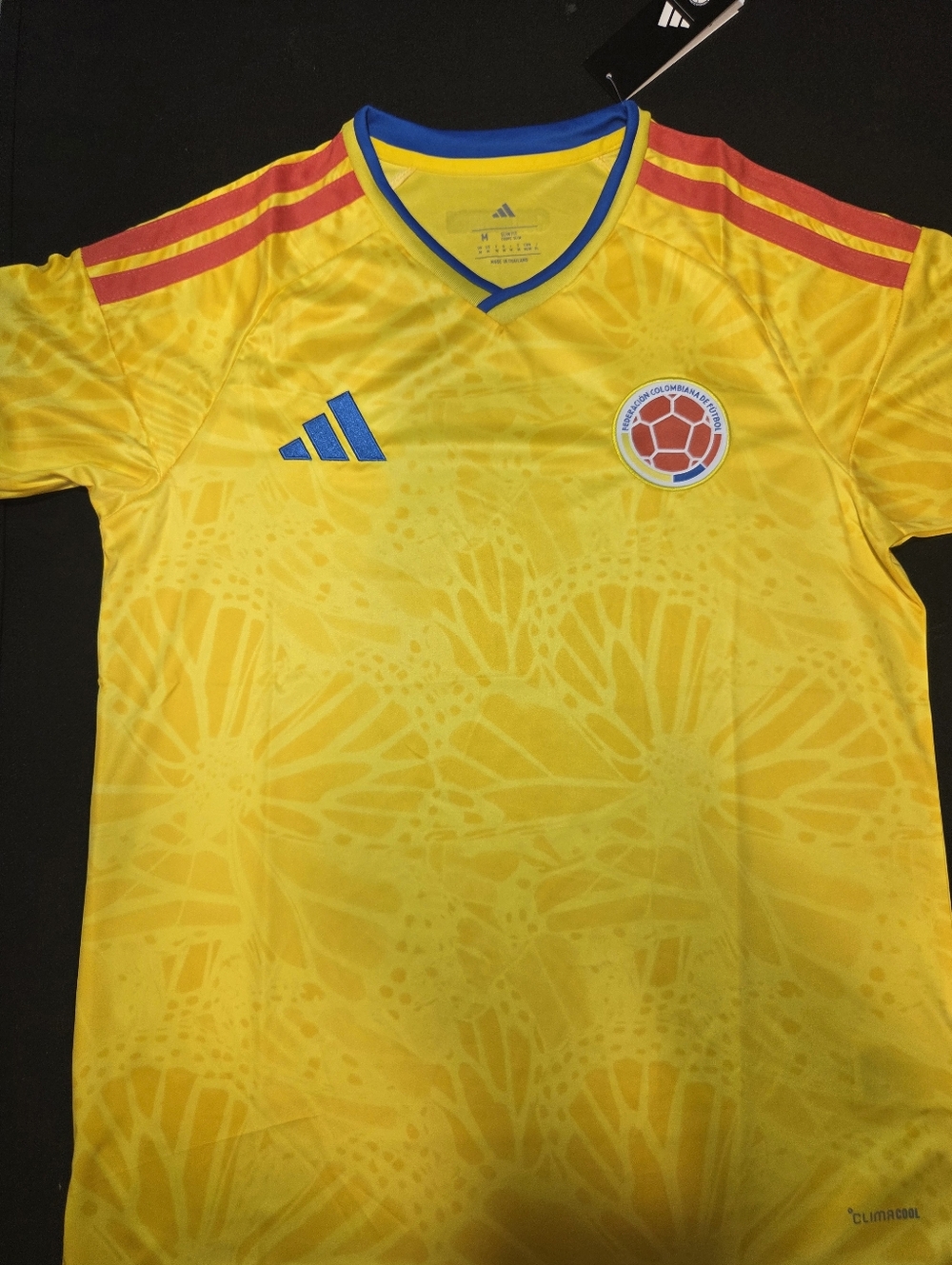 adidas Men’s Yellow Colombia Soccer Jersey with Red & Blue Accents